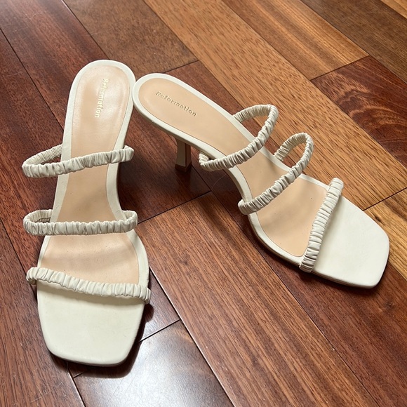 Reformation cream sandals heels new without box size 10.5 - Picture 1 of 5